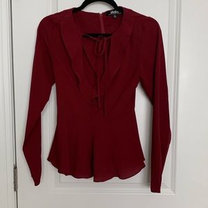Lulus peplum maroon blouse